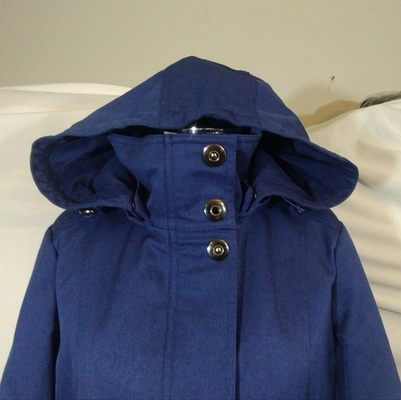 Kristen Blake Winter Jacket Blue Hooded, ZipUp Snaps, Pockets, Insulated Lined,M - Picture 13 of 16